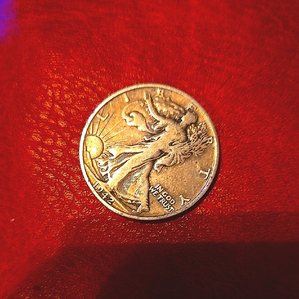 Vintage Coin on Red Background